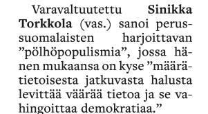 Tekstilainaus Aamulehdestä 16.3.2026